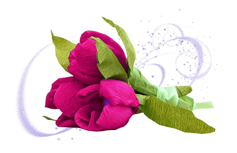 Розовые тюльпаны своими руками из ложек и гофробумаги